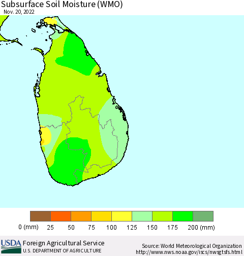 Sri Lanka Subsurface Soil Moisture (WMO) Thematic Map For 11/14/2022 - 11/20/2022