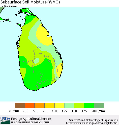Sri Lanka Subsurface Soil Moisture (WMO) Thematic Map For 12/5/2022 - 12/11/2022
