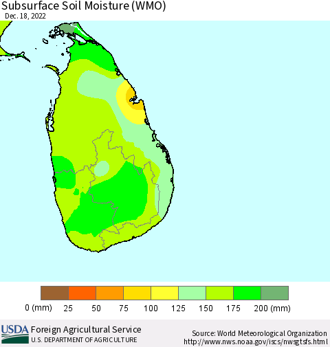 Sri Lanka Subsurface Soil Moisture (WMO) Thematic Map For 12/12/2022 - 12/18/2022
