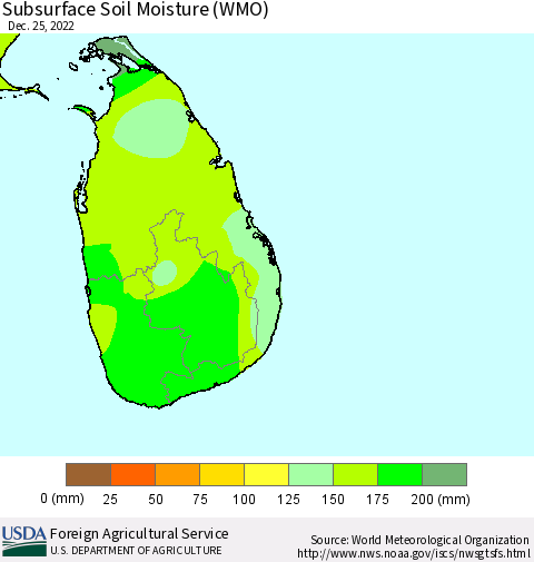 Sri Lanka Subsurface Soil Moisture (WMO) Thematic Map For 12/19/2022 - 12/25/2022
