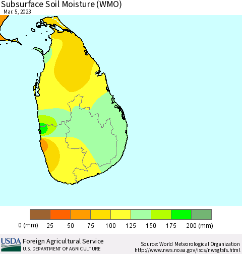 Sri Lanka Subsurface Soil Moisture (WMO) Thematic Map For 2/27/2023 - 3/5/2023