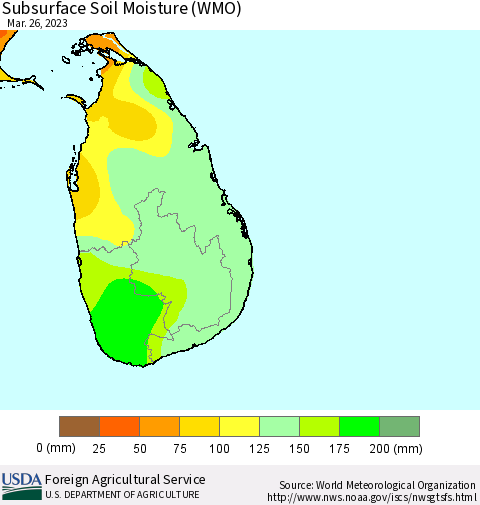 Sri Lanka Subsurface Soil Moisture (WMO) Thematic Map For 3/20/2023 - 3/26/2023
