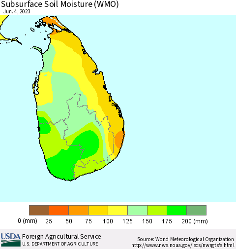 Sri Lanka Subsurface Soil Moisture (WMO) Thematic Map For 5/29/2023 - 6/4/2023