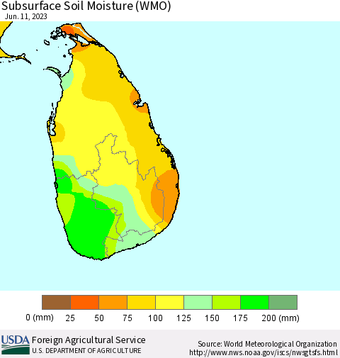 Sri Lanka Subsurface Soil Moisture (WMO) Thematic Map For 6/5/2023 - 6/11/2023