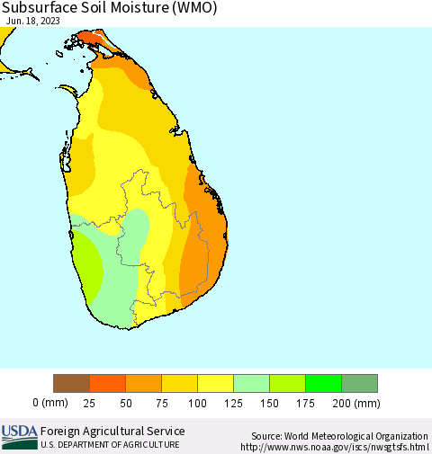 Sri Lanka Subsurface Soil Moisture (WMO) Thematic Map For 6/12/2023 - 6/18/2023