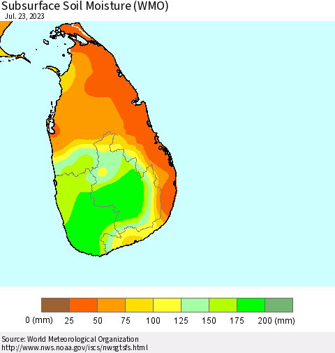 Sri Lanka Subsurface Soil Moisture (WMO) Thematic Map For 7/17/2023 - 7/23/2023