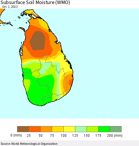 Sri Lanka Subsurface Soil Moisture (WMO) Thematic Map For 9/25/2023 - 10/1/2023