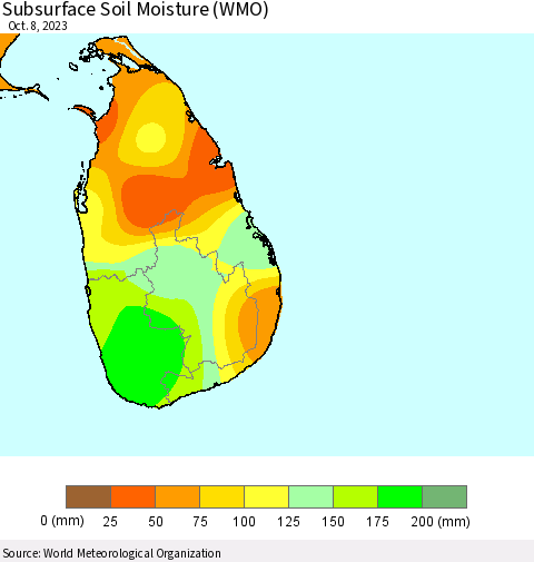 Sri Lanka Subsurface Soil Moisture (WMO) Thematic Map For 10/2/2023 - 10/8/2023