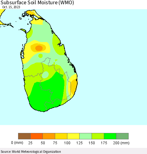 Sri Lanka Subsurface Soil Moisture (WMO) Thematic Map For 10/9/2023 - 10/15/2023