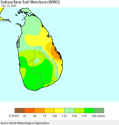 Sri Lanka Subsurface Soil Moisture (WMO) Thematic Map For 10/16/2023 - 10/22/2023