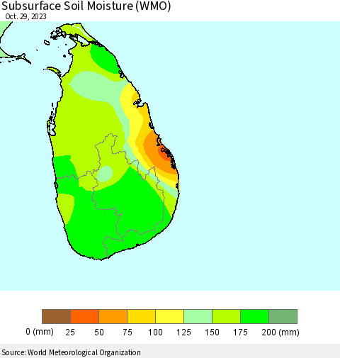 Sri Lanka Subsurface Soil Moisture (WMO) Thematic Map For 10/23/2023 - 10/29/2023
