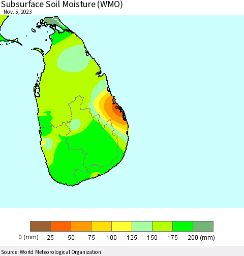 Sri Lanka Subsurface Soil Moisture (WMO) Thematic Map For 10/30/2023 - 11/5/2023