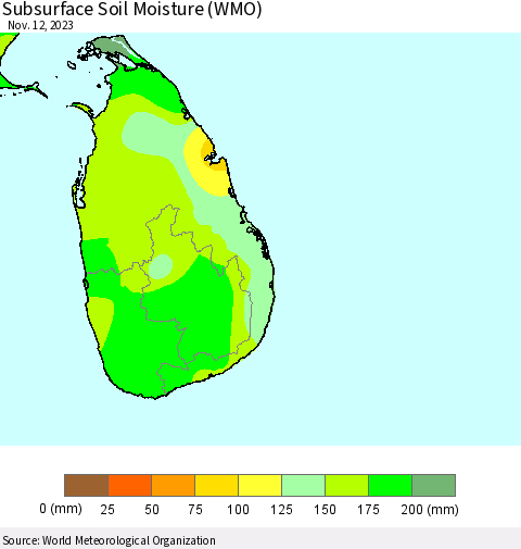 Sri Lanka Subsurface Soil Moisture (WMO) Thematic Map For 11/6/2023 - 11/12/2023