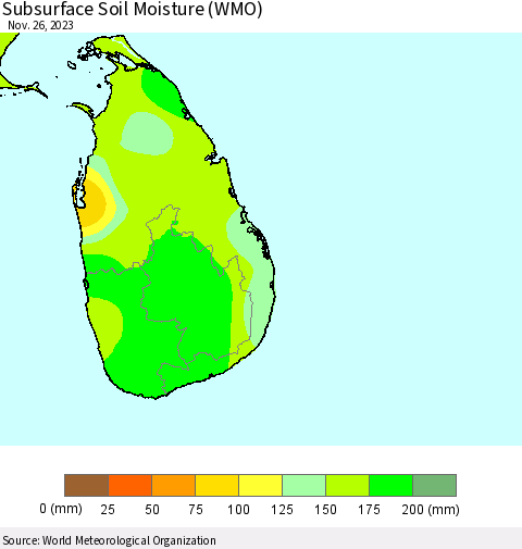 Sri Lanka Subsurface Soil Moisture (WMO) Thematic Map For 11/20/2023 - 11/26/2023