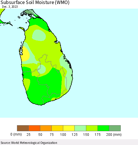 Sri Lanka Subsurface Soil Moisture (WMO) Thematic Map For 11/27/2023 - 12/3/2023