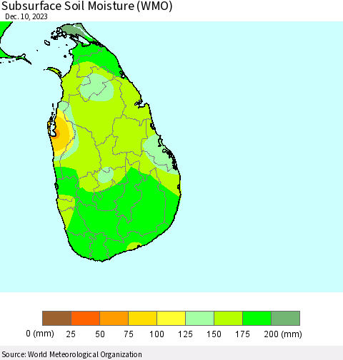 Sri Lanka Subsurface Soil Moisture (WMO) Thematic Map For 12/4/2023 - 12/10/2023