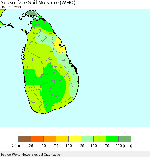 Sri Lanka Subsurface Soil Moisture (WMO) Thematic Map For 12/11/2023 - 12/17/2023