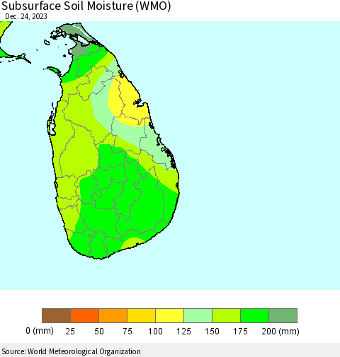 Sri Lanka Subsurface Soil Moisture (WMO) Thematic Map For 12/18/2023 - 12/24/2023