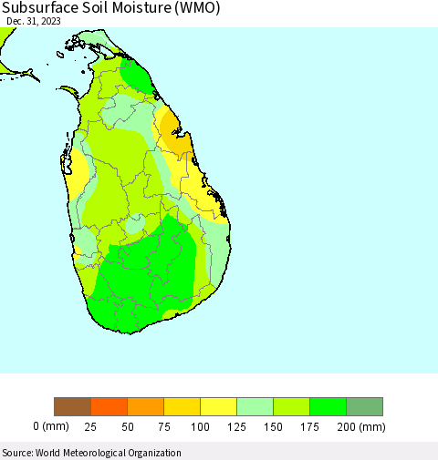 Sri Lanka Subsurface Soil Moisture (WMO) Thematic Map For 12/25/2023 - 12/31/2023