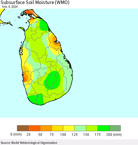 Sri Lanka Subsurface Soil Moisture (WMO) Thematic Map For 1/29/2024 - 2/4/2024
