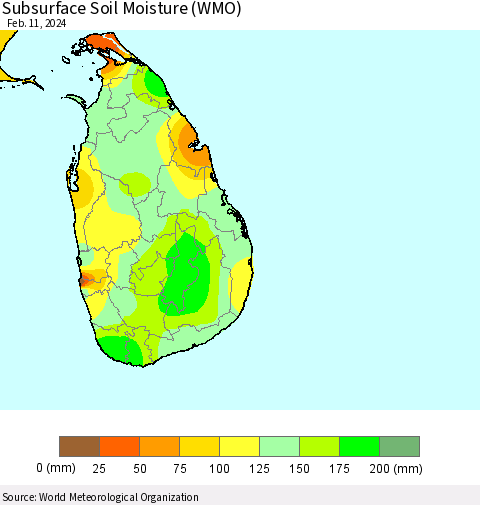 Sri Lanka Subsurface Soil Moisture (WMO) Thematic Map For 2/5/2024 - 2/11/2024