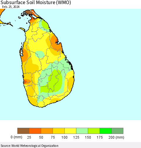 Sri Lanka Subsurface Soil Moisture (WMO) Thematic Map For 2/19/2024 - 2/25/2024