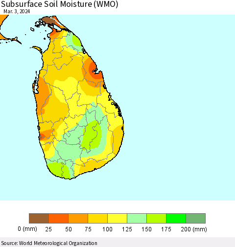 Sri Lanka Subsurface Soil Moisture (WMO) Thematic Map For 2/26/2024 - 3/3/2024