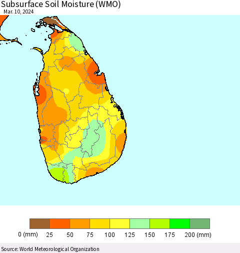 Sri Lanka Subsurface Soil Moisture (WMO) Thematic Map For 3/4/2024 - 3/10/2024