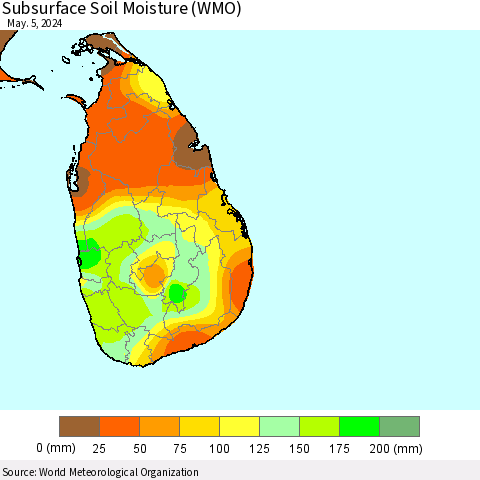 Sri Lanka Subsurface Soil Moisture (WMO) Thematic Map For 4/29/2024 - 5/5/2024