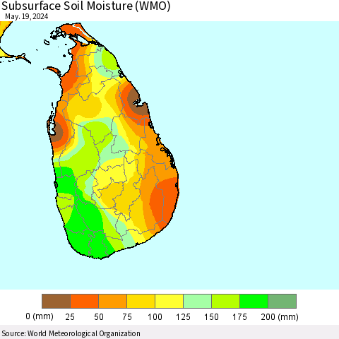 Sri Lanka Subsurface Soil Moisture (WMO) Thematic Map For 5/13/2024 - 5/19/2024