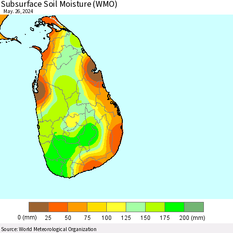 Sri Lanka Subsurface Soil Moisture (WMO) Thematic Map For 5/20/2024 - 5/26/2024