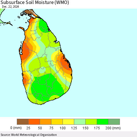 Sri Lanka Subsurface Soil Moisture (WMO) Thematic Map For 12/16/2024 - 12/22/2024