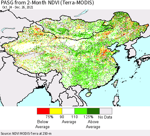 China, Mongolia and Taiwan PASG from 2-Month NDVI (Terra-MODIS) Thematic Map For 12/19/2021 - 12/26/2021