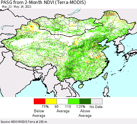 China, Mongolia and Taiwan PASG from 2-Month NDVI (Terra-MODIS) Thematic Map For 5/17/2022 - 5/24/2022