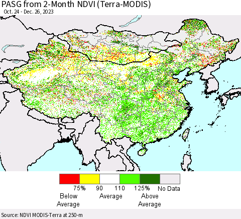 China, Mongolia and Taiwan PASG from 2-Month NDVI (Terra-MODIS) Thematic Map For 12/19/2023 - 12/26/2023