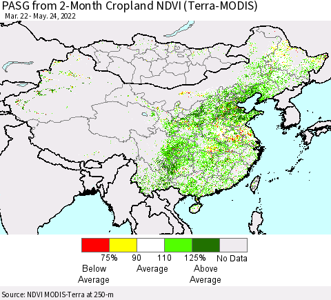 China, Mongolia and Taiwan PASG from 2-Month Cropland NDVI (Terra-MODIS) Thematic Map For 5/17/2022 - 5/24/2022