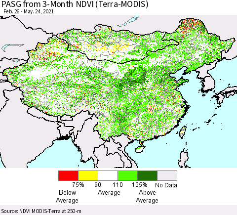 China, Mongolia and Taiwan PASG from 3-Month NDVI (Terra-MODIS) Thematic Map For 5/17/2021 - 5/24/2021