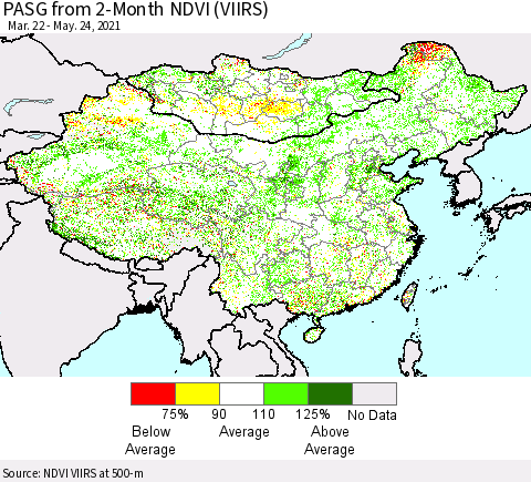 China, Mongolia and Taiwan PASG from 2-Month NDVI (VIIRS) Thematic Map For 5/17/2021 - 5/24/2021