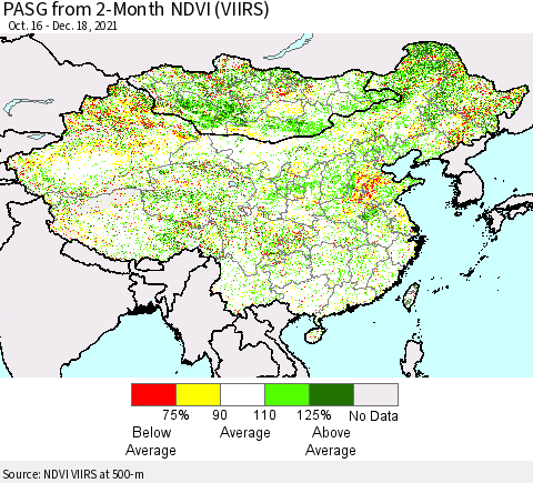 China, Mongolia and Taiwan PASG from 2-Month NDVI (VIIRS) Thematic Map For 12/11/2021 - 12/18/2021