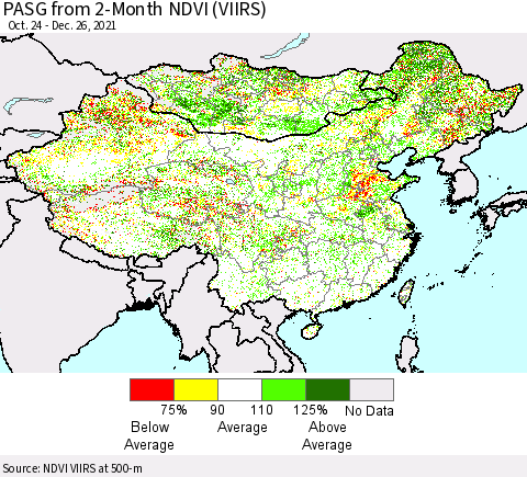 China, Mongolia and Taiwan PASG from 2-Month NDVI (VIIRS) Thematic Map For 12/19/2021 - 12/26/2021