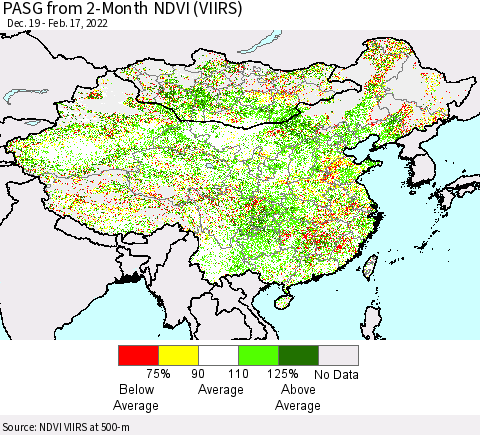 China, Mongolia and Taiwan PASG from 2-Month NDVI (VIIRS) Thematic Map For 2/10/2022 - 2/17/2022
