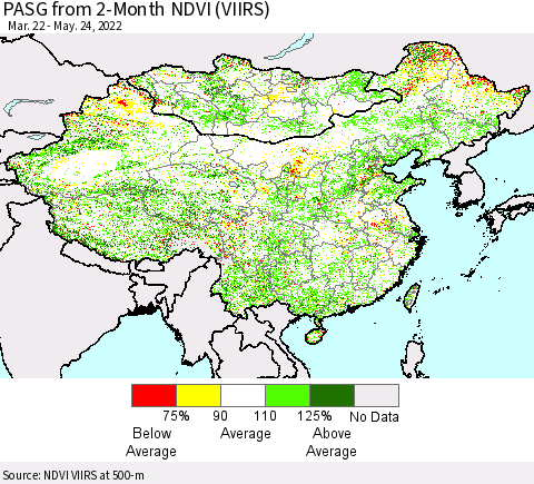 China, Mongolia and Taiwan PASG from 2-Month NDVI (VIIRS) Thematic Map For 5/17/2022 - 5/24/2022