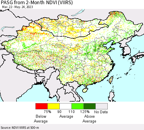 China, Mongolia and Taiwan PASG from 2-Month NDVI (VIIRS) Thematic Map For 5/17/2023 - 5/24/2023