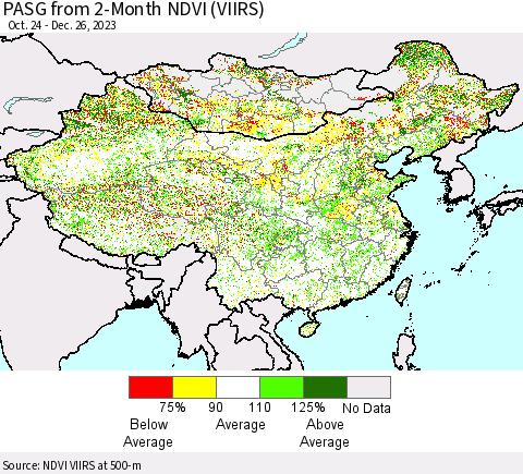 China, Mongolia and Taiwan PASG from 2-Month NDVI (VIIRS) Thematic Map For 12/19/2023 - 12/26/2023