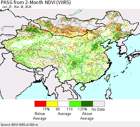 China, Mongolia and Taiwan PASG from 2-Month NDVI (VIIRS) Thematic Map For 3/21/2024 - 3/28/2024