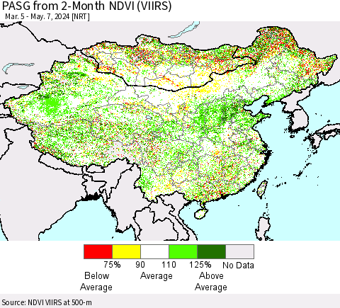 China, Mongolia and Taiwan PASG from 2-Month NDVI (VIIRS) Thematic Map For 4/30/2024 - 5/7/2024