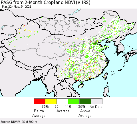 China, Mongolia and Taiwan PASG from 2-Month Cropland NDVI (VIIRS) Thematic Map For 5/17/2021 - 5/24/2021