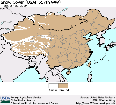 China and Taiwan Snow Cover (USAF 557th WW) Thematic Map For 9/16/2019 - 9/22/2019