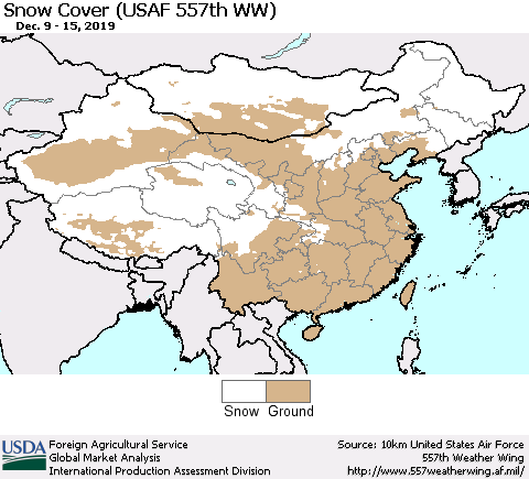 China and Taiwan Snow Cover (USAF 557th WW) Thematic Map For 12/9/2019 - 12/15/2019
