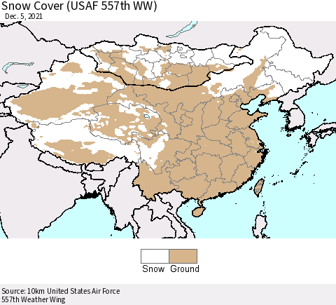 China, Mongolia and Taiwan Snow Cover (USAF 557th WW) Thematic Map For 11/29/2021 - 12/5/2021